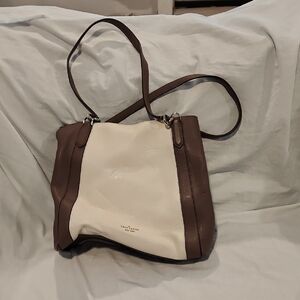 Brown and Cream Structured Shoulder Bag
